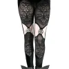 Aksamitne legginsy VESPER z haftem i pentagramami-Restyle Sale