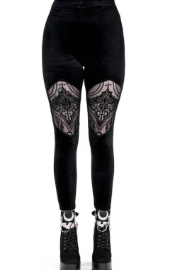 Aksamitne legginsy z siateczką BEADED LEGGINGS-Restyle Fashion