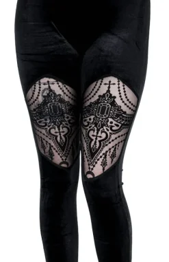 Aksamitne legginsy z siateczką BEADED LEGGINGS-Restyle Fashion