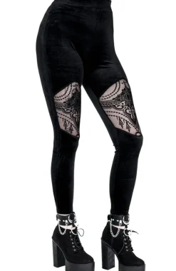 Aksamitne legginsy z siateczką BEADED LEGGINGS-Restyle Fashion
