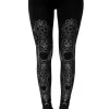 BAROQUE LEGGINGS, czarne gotyckie legginsy w księżyce-Restyle Outlet