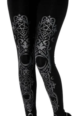 BAROQUE LEGGINGS, czarne gotyckie legginsy w księżyce-Restyle Outlet
