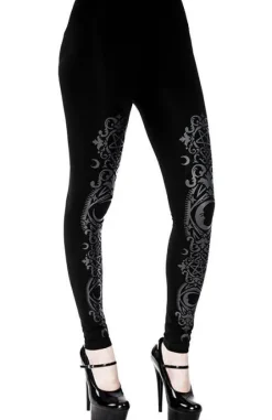 BAROQUE LEGGINGS, czarne gotyckie legginsy w księżyce-Restyle Outlet