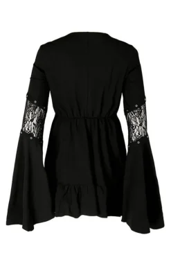 Bawełniana Sukienka Eden Black z falbanami i wiązaniem gorsetowym-Restyle Clearance