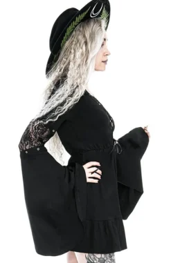 Bawełniana Sukienka Eden Black z falbanami i wiązaniem gorsetowym-Restyle Clearance