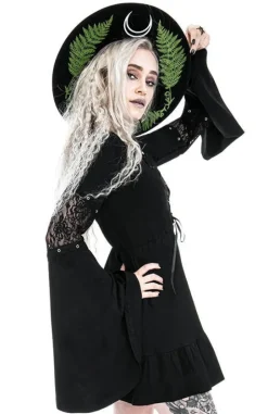 Bawełniana Sukienka Eden Black z falbanami i wiązaniem gorsetowym-Restyle Clearance
