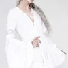 Bawełniana Sukienka Eden White z falbanami i wiązaniem gorsetowym-Restyle Hot