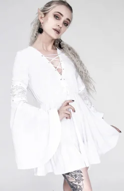 Bawełniana Sukienka Eden White z falbanami i wiązaniem gorsetowym-Restyle Hot