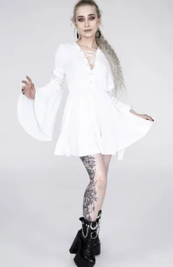 Bawełniana Sukienka Eden White z falbanami i wiązaniem gorsetowym-Restyle Hot