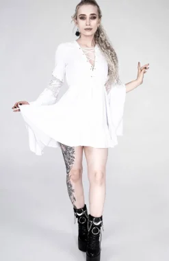 Bawełniana Sukienka Eden White z falbanami i wiązaniem gorsetowym-Restyle Hot