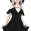 Bawełniana Sukienka MOON KEYHOLE TUNIC Czarna Tunika-Restyle New