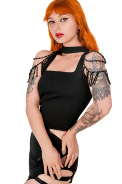 BEADED ISADORA BLOUSE Bluzka z chokerem i koralikami-Restyle Hot