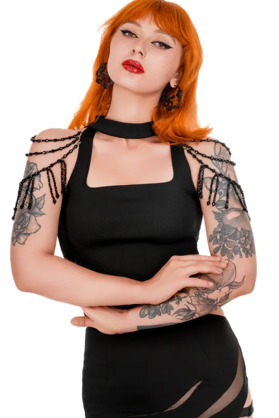 BEADED ISADORA BLOUSE Bluzka z chokerem i koralikami-Restyle Hot