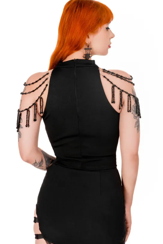 BEADED ISADORA BLOUSE Bluzka z chokerem i koralikami-Restyle Hot