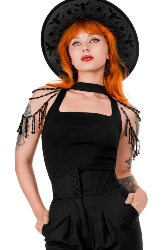 BEADED ISADORA BLOUSE Bluzka z chokerem i koralikami-Restyle Hot