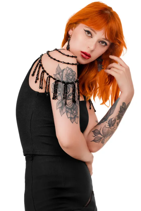 BEADED ISADORA BLOUSE Bluzka z chokerem i koralikami-Restyle Hot