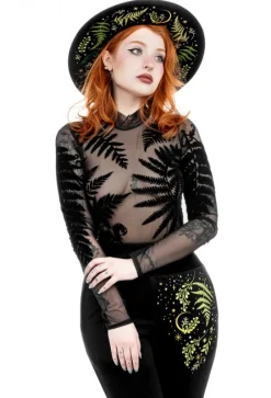 Body z siateczki paprocie FOREST FERN bodysuit-Restyle Fashion