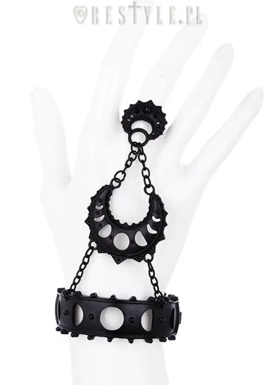 Bransoleta łączona z pierścionkiem, księżyc, fazy księżyca "LUNAR GODDESS BRACELET"-Restyle Discount