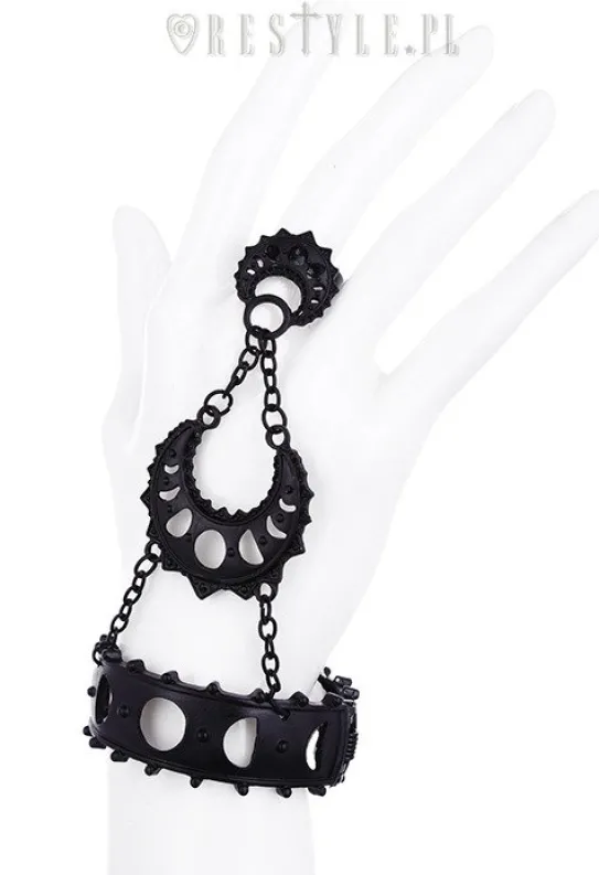Bransoleta łączona z pierścionkiem, księżyc, fazy księżyca "LUNAR GODDESS BRACELET"-Restyle Discount