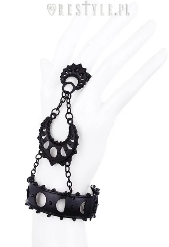 Bransoleta łączona z pierścionkiem, księżyc, fazy księżyca "LUNAR GODDESS BRACELET"-Restyle Discount