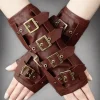 Brązowe rękawki z klamrami steampunk-Restyle Discount