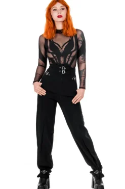 BUCKLE UP Eleganckie spodnie z wysokim stanem i klamrami-Restyle Online