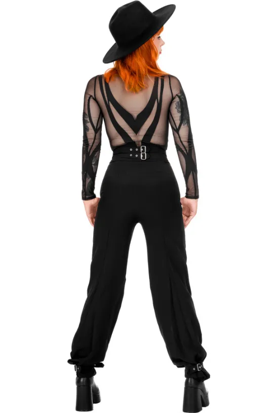 BUCKLE UP Eleganckie spodnie z wysokim stanem i klamrami-Restyle Online