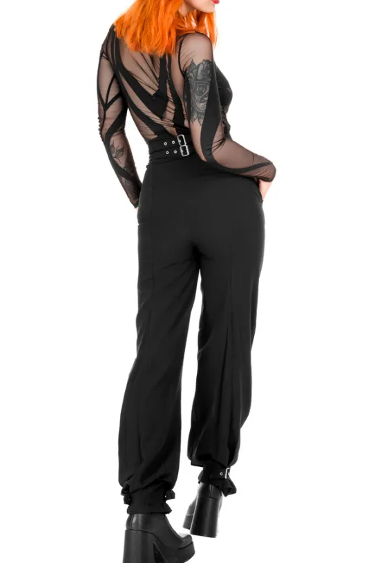BUCKLE UP Eleganckie spodnie z wysokim stanem i klamrami-Restyle Online