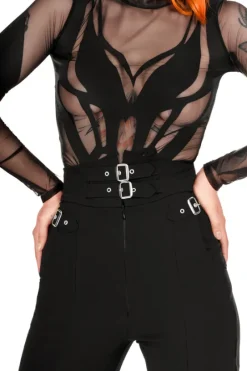 BUCKLE UP Eleganckie spodnie z wysokim stanem i klamrami-Restyle Online