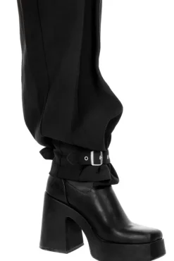 BUCKLE UP Eleganckie spodnie z wysokim stanem i klamrami-Restyle Online