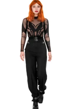 BUCKLE UP Eleganckie spodnie z wysokim stanem i klamrami-Restyle Online
