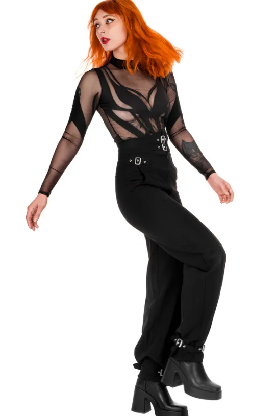 BUCKLE UP Eleganckie spodnie z wysokim stanem i klamrami-Restyle Online