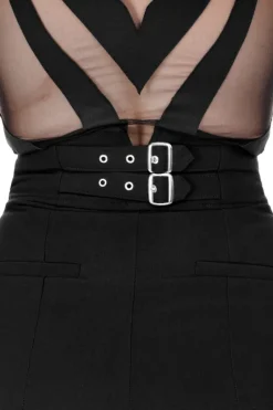 BUCKLE UP Eleganckie spodnie z wysokim stanem i klamrami-Restyle Online