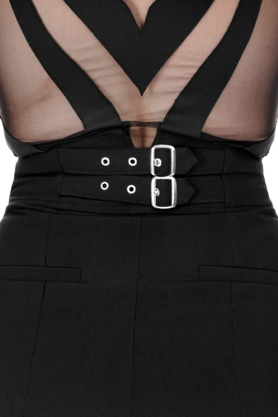 BUCKLE UP Eleganckie spodnie z wysokim stanem i klamrami-Restyle Online