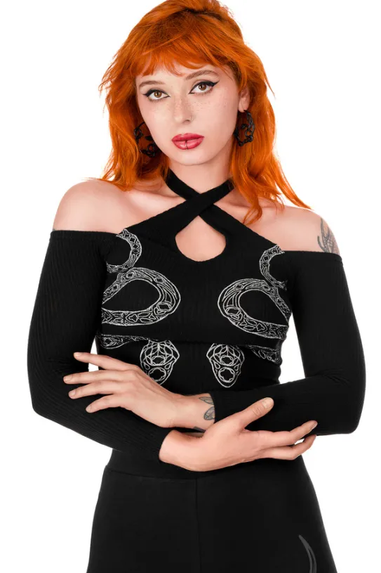 CATHEDRAL SNAKE BLOUSE Bluzka ze skrzyżowanymi paskami i odkrytymi plecami-Restyle Hot