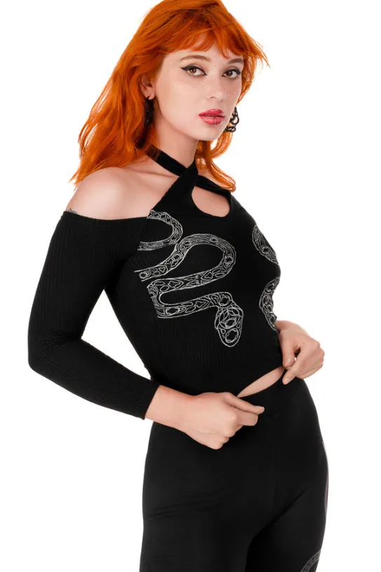 CATHEDRAL SNAKE BLOUSE Bluzka ze skrzyżowanymi paskami i odkrytymi plecami-Restyle Hot