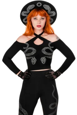 CATHEDRAL SNAKE BLOUSE Bluzka ze skrzyżowanymi paskami i odkrytymi plecami-Restyle Hot