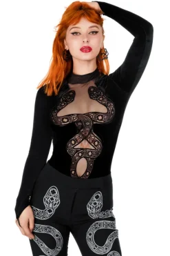 CATHEDRAL SNAKE BODYSUIT aksamitne body z dwoma wężami-Restyle Outlet