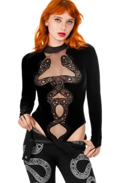 CATHEDRAL SNAKE BODYSUIT aksamitne body z dwoma wężami-Restyle Outlet