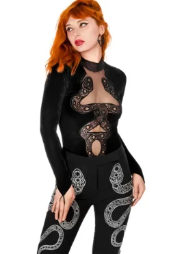 CATHEDRAL SNAKE BODYSUIT aksamitne body z dwoma wężami-Restyle Outlet