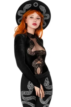 CATHEDRAL SNAKE BODYSUIT aksamitne body z dwoma wężami-Restyle Outlet
