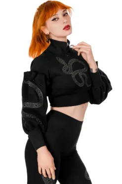 CATHEDRAL SNAKE CROPPED Krótka bluza z balonowymi rękawami-Restyle Outlet