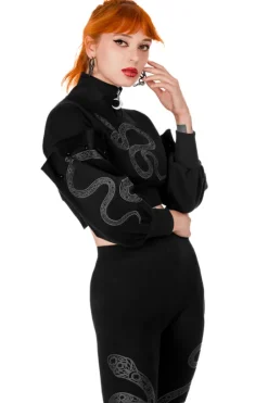 CATHEDRAL SNAKE CROPPED Krótka bluza z balonowymi rękawami-Restyle Outlet
