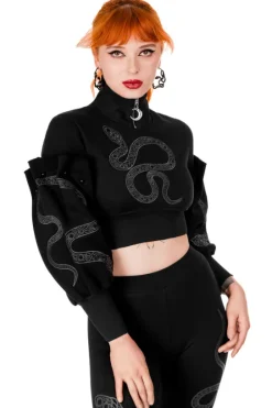 CATHEDRAL SNAKE CROPPED Krótka bluza z balonowymi rękawami-Restyle Outlet