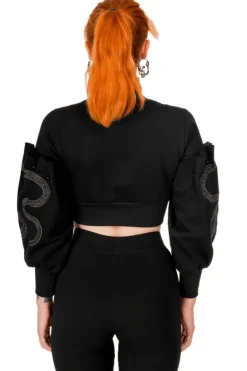CATHEDRAL SNAKE CROPPED Krótka bluza z balonowymi rękawami-Restyle Outlet