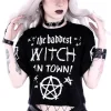 Crop top gotycka koszulka "THE BADDEST WITCH IN TOWN"-Restyle Best