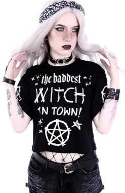 Crop top gotycka koszulka "THE BADDEST WITCH IN TOWN"-Restyle Best