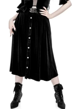 CRYPT VELVET MIDI SKIRT-Restyle Clearance