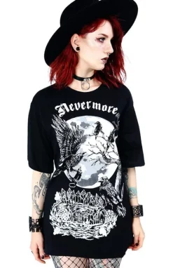 Czarna damska koszulka oversize kruk Nevermore-Restyle Online