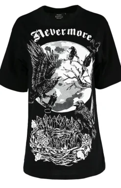 Czarna damska koszulka oversize kruk Nevermore-Restyle Online